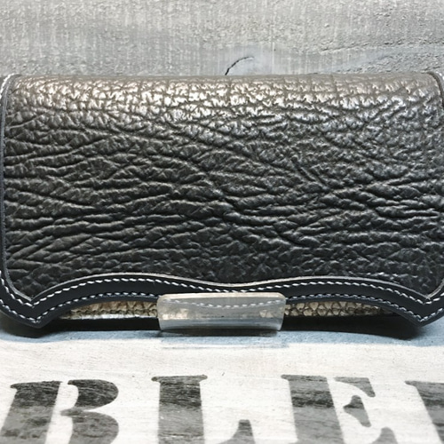ロングウォレット シャークスキン サドルレザー 革財布 長財布 サメ革