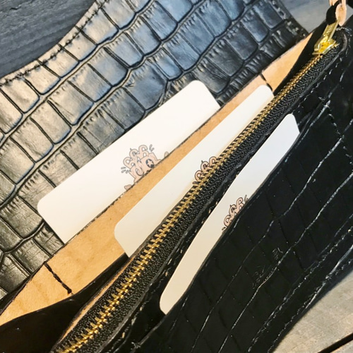 トラッカーウォレット サドルレザー 革財布 クロコダイル 型押し