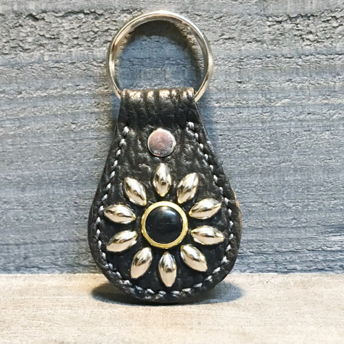 スタッズキーホルダー シャークスキン サメ革 手縫 レザークラフト 革  