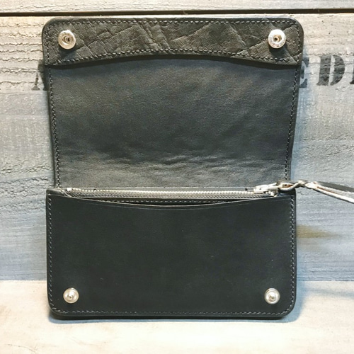 トラッカーウォレット エレファントレザー サドルレザー ゾウ革 革財布
