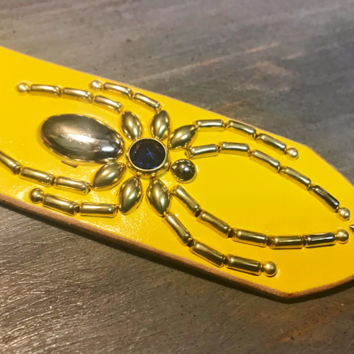 スタッズベルト サドルレザー スパイダーベルト レザークラフト 蜘蛛