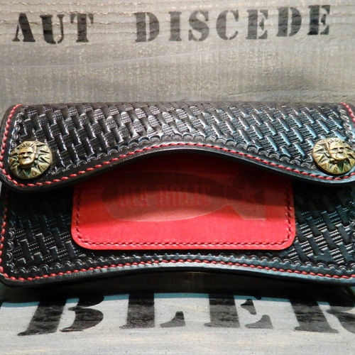 トラッカーズウォレット サドルレザーバスケット柄 革財布 フランケン  