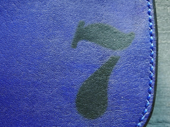 コインケース 小銭入れ サドルレザー 革財布 カードケース レザークラフト 手染め 手縫い サメ革 ステンシル 限定品 3枚目の画像