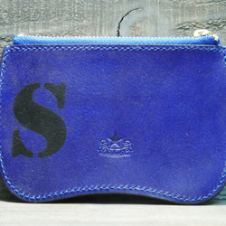 コインケース 小銭入れ サドルレザー 革財布 カードケース レザークラフト 手染め 手縫い サメ革 ステンシル 限定品 4枚目の画像