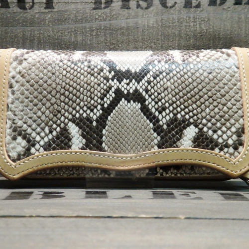 ウォレット ヘビ革 ダイヤモンドパイソン サドルレザー ロング