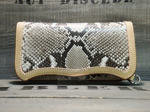 ウォレット ヘビ革 ダイヤモンドパイソン サドルレザー ロング