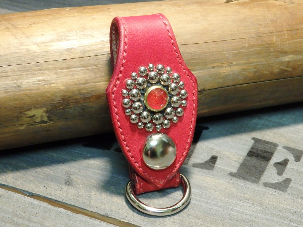 キーループ サドルレザー シャークスキン スタッズキーループ 手縫い レザークラフト 革小物 ベルトキーループ 限定品