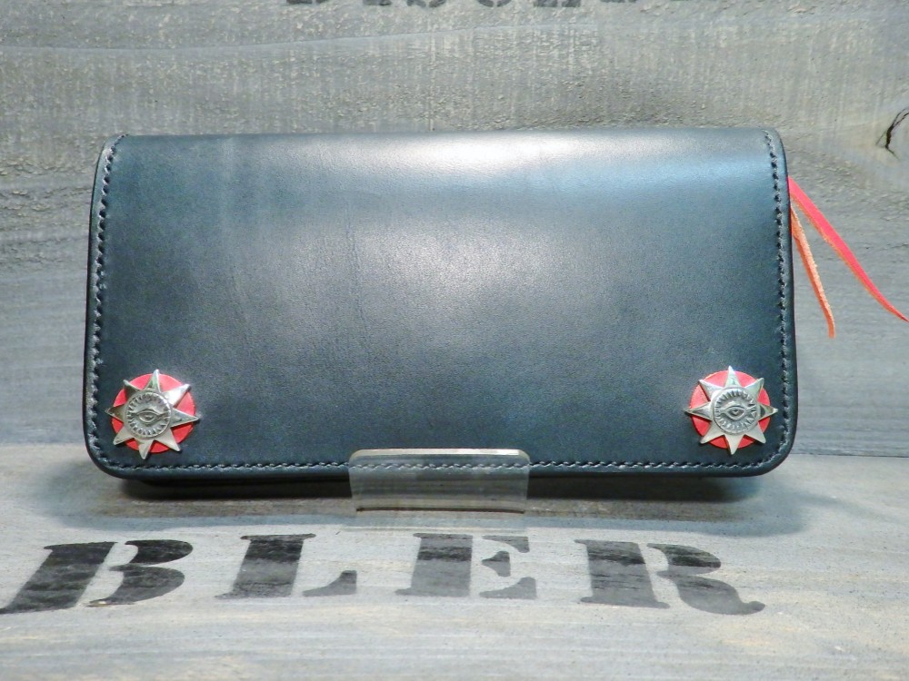 サドルレザー ロングウォレット 革財布 万能の目 SILVER 手縫い レザークラフト カスタムパーツ 新品未使用