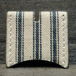 キーカバー アンティーク生地 サドルレザー ティッキング 1900's レザークラフト 革小物 手縫い 限定品 未使用 2枚目の画像