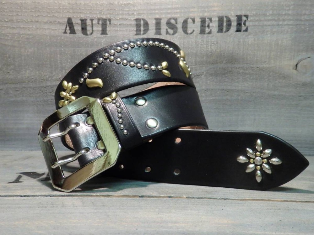 スタッズ　レザー　ベルト　ハンドメイド　beli-11