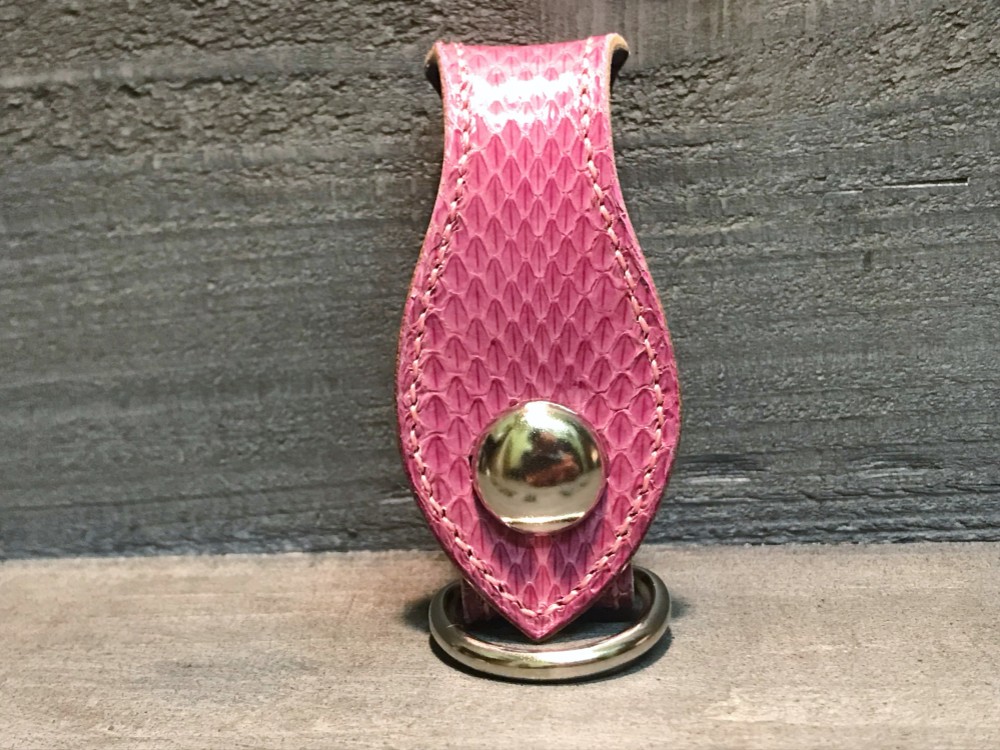 キーループ コブラ革 サドルレザー ヘビ革 ベルトキーループ 手縫い 革小物 レザークラフト 蛇革 限定品 新品未使用