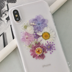 押し花ハンドメイドスマホケース iPhone13/13Pro/13mini/13Promax/12/12mini 1枚目の画像