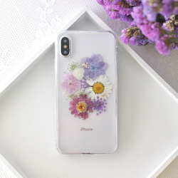 押し花ハンドメイドスマホケース iPhone13/13Pro/13mini/13Promax/12/12mini 3枚目の画像