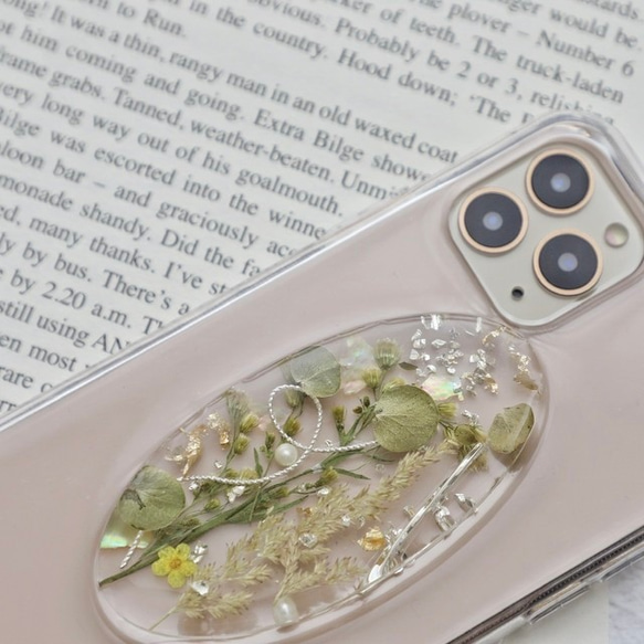「オーバルボタニカル」植物楕円モチーフのスマホケース　iPhone12/12pro/11/X/XR/XS/7/8 6枚目の画像