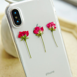 三本の薔薇押し花iPhoneケースiPhoneＸ/XS/XR/XS MAX/11 4枚目の画像
