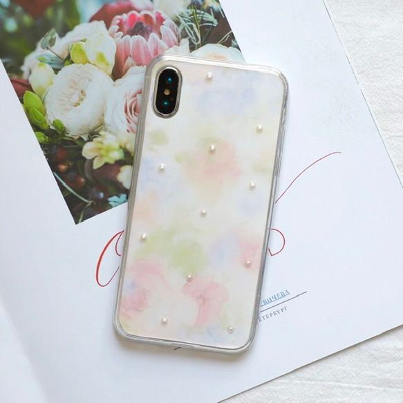 フェミニンな印象を持つ♡花柄ステッカーiPhoneケースiPhone12/12pro/11/X 母の日フラワー2020 1枚目の画像