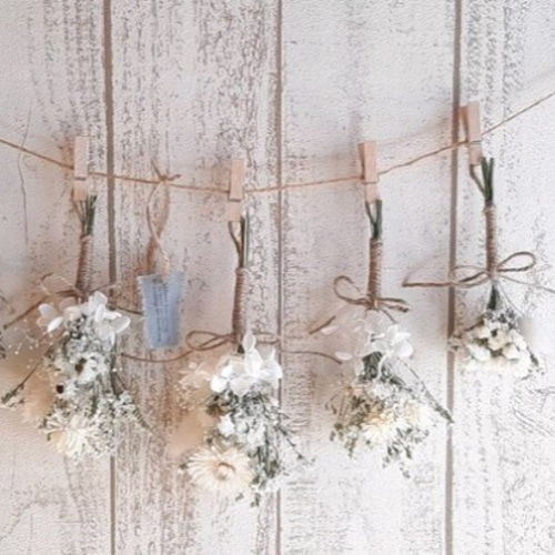 ナチュラル ホワイト カラー ドライフラワーガーランド5点セット  