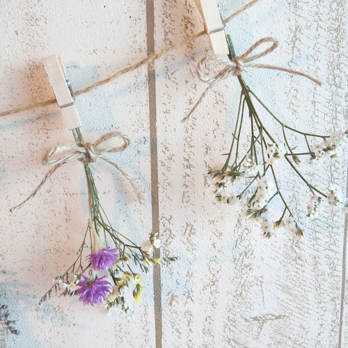 ナチュラルピンクとホワイトのドライフラワーガーランド5点セット  