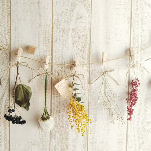 ミモザと彩り綺麗なドライフラワー ガーランド7点セット ガーランド  