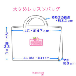 大きめレッスンバッグ　いちごランド♥ピンク　ｋ2525　入園入学　 10枚目の画像