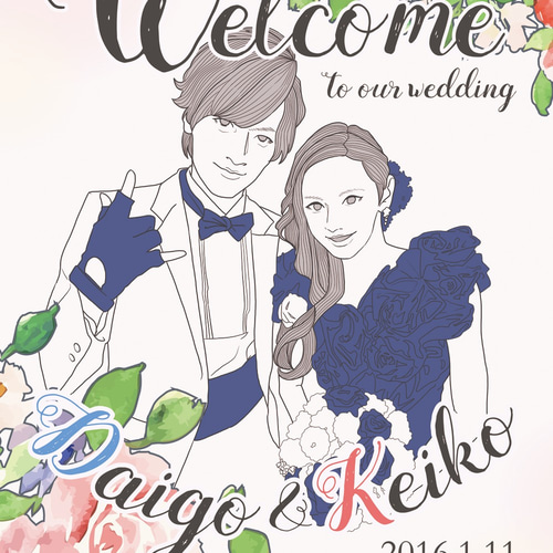 手書き】結婚式 似顔絵ウェルカムボード 自然派 イラスト 手書き】結婚式 似顔絵ウェルカムボード 自然派 イラスト