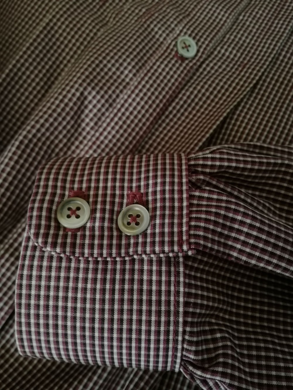 ボリューム袖のAラインスタンドカラーワンピース(チェック) 5枚目の画像