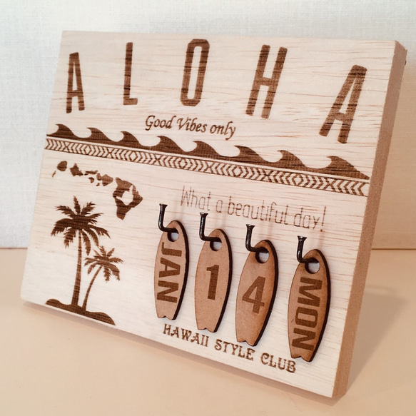 手工木製永久日曆鑰匙架≪ALOHA STYLE≫ 第4張的照片