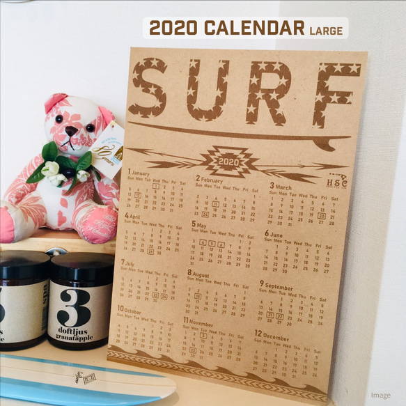 2020年手工木製日曆A4大小≪SURF STAR≫ 第1張的照片