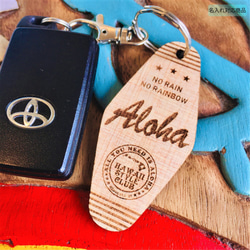 [免費刻名字] 迷你汽車旅館鑰匙牌 «Aloha» 手工木質鑰匙扣 第6張的照片