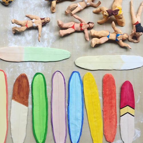 紙粘土オブジェ サーフガールズ 01 立体・オブジェ エシモ 通販