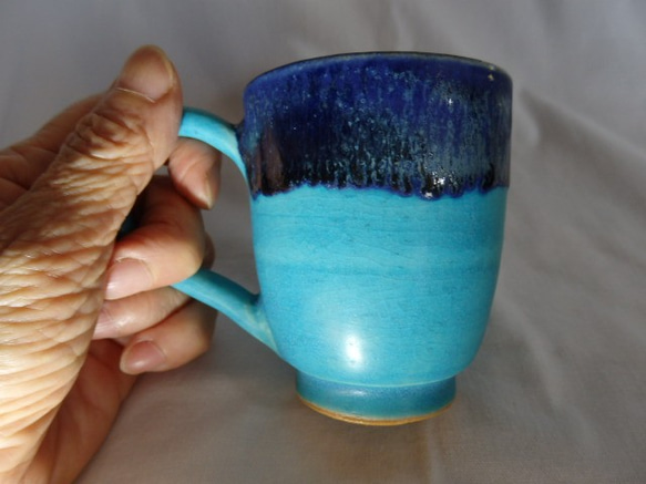 フリーカップ　陶器　地中海ブルーのフリーカップ① 5枚目の画像