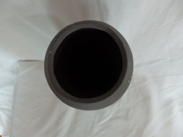 花瓶　紐づくり　黒土に白のラインにこげ茶の斑点 4枚目の画像