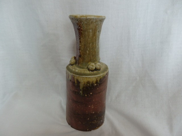 備前焼　作家作　手作り陶器 花瓶 赤灰色 備前焼 作家作 手作り陶器 花瓶 赤灰色