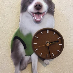 ワンちゃん時計 3D リアル立体 オーダー時 ペット時計 似顔絵 愛犬 犬グッズ 壁掛時計 かわいい時計 似顔絵時計 1枚目の画像