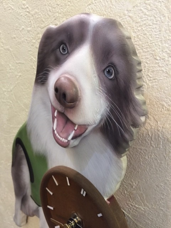 ワンちゃん時計 3D リアル立体 オーダー時 ペット時計 似顔絵 愛犬 犬グッズ 壁掛時計 かわいい時計 似顔絵時計 4枚目の画像