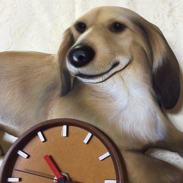 ワンちゃん時計 3D リアル立体 オーダー時 ペット時計 似顔絵 愛犬 犬グッズ 壁掛時計 かわいい時計 似顔絵時計 3枚目の画像