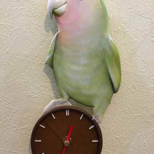 インコちゃん時計(3D リアル 立体) 木製オーダーペット時計 掛け時計