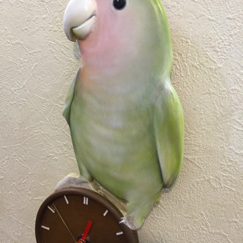 インコちゃん時計(3D リアル 立体) 木製オーダーペット時計 掛け時計
