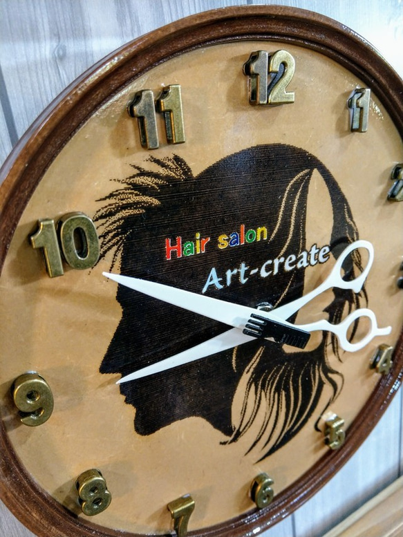 壁掛け時計 美容 理容 オーダーメイド オリジナル時計 プレゼント お祝い サプライズ おもしろ時計 渋い時計 3枚目の画像