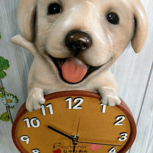 ワンちゃん時計 3D リアル立体 オーダー時 ペット時計 似顔絵 愛犬 犬