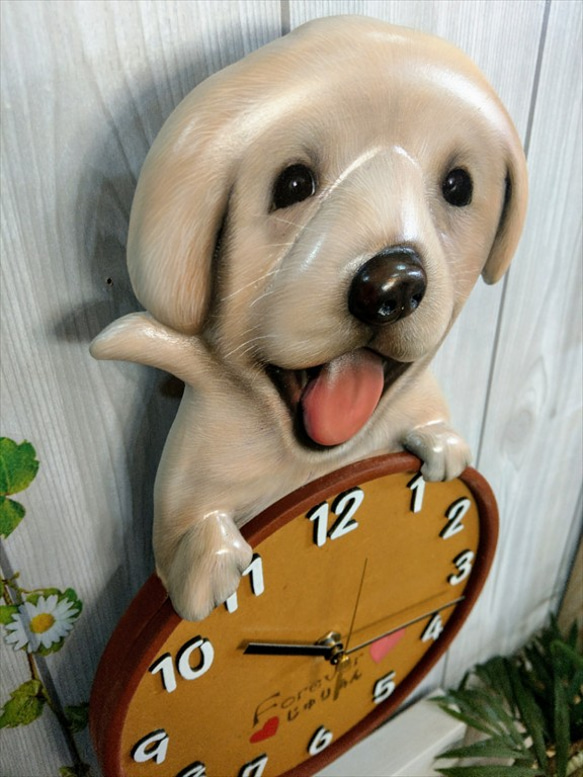 ワンちゃん時計 3D リアル立体 オーダー時 ペット時計 似顔絵 愛犬 犬グッズ 壁掛時計 かわいい時計 似顔絵時計 4枚目の画像