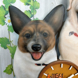 ワンちゃん時計2匹一緒 3D リアル オーダー ペット時計 似顔絵 犬グッズ 壁掛時計 かわいい時計 似顔絵時計 3枚目の画像