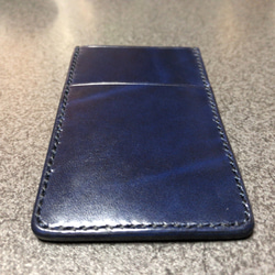 ルガトー2ポケットカードケースパスケース縦型紺ネイビーナスカンDカン金具付き金ゴールド 3枚目の画像