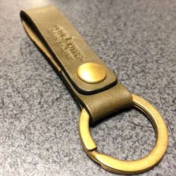 皮帶環鑰匙扣卡其色黃金硬件 第3張的照片