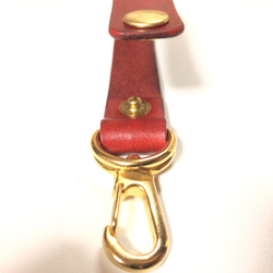 ルガトーベルトループキーホルダーDカンナスカン付き赤レッド真鍮ボタンゴールド 3枚目の画像
