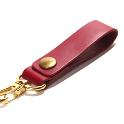 ≪打折belt帶紅色紅色黃銅鈕扣茄子的原裝皮帶環鑰匙扣 第2張的照片