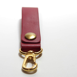 ≪打折belt帶紅色紅色黃銅鈕扣茄子的原裝皮帶環鑰匙扣 第3張的照片