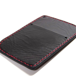 ≪セール≫オリジナル名刺カードケース黒ブラック赤レッドステッチ 3枚目の画像