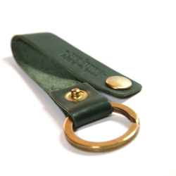 ≪銷售≫原創皮帶環鑰匙扣綠色綠色黃銅鈕扣 第3張的照片