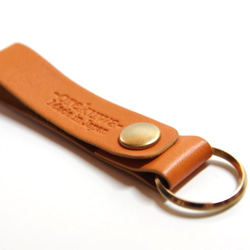 ≪現品処分セール≫オリジナルベルトループキーホルダーオレンジ真鍮ボタン 2枚目の画像
